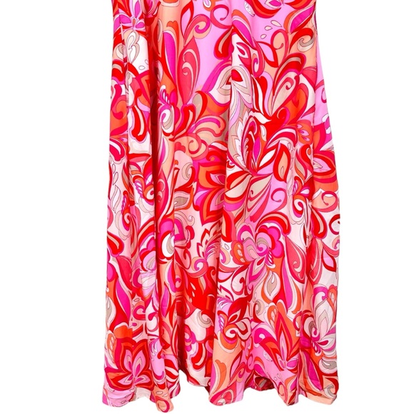 Tahari ASL NWT Halter Tie-Neck Sleeveless Midi Dress Pink & Orange - Picture 8 of 16
